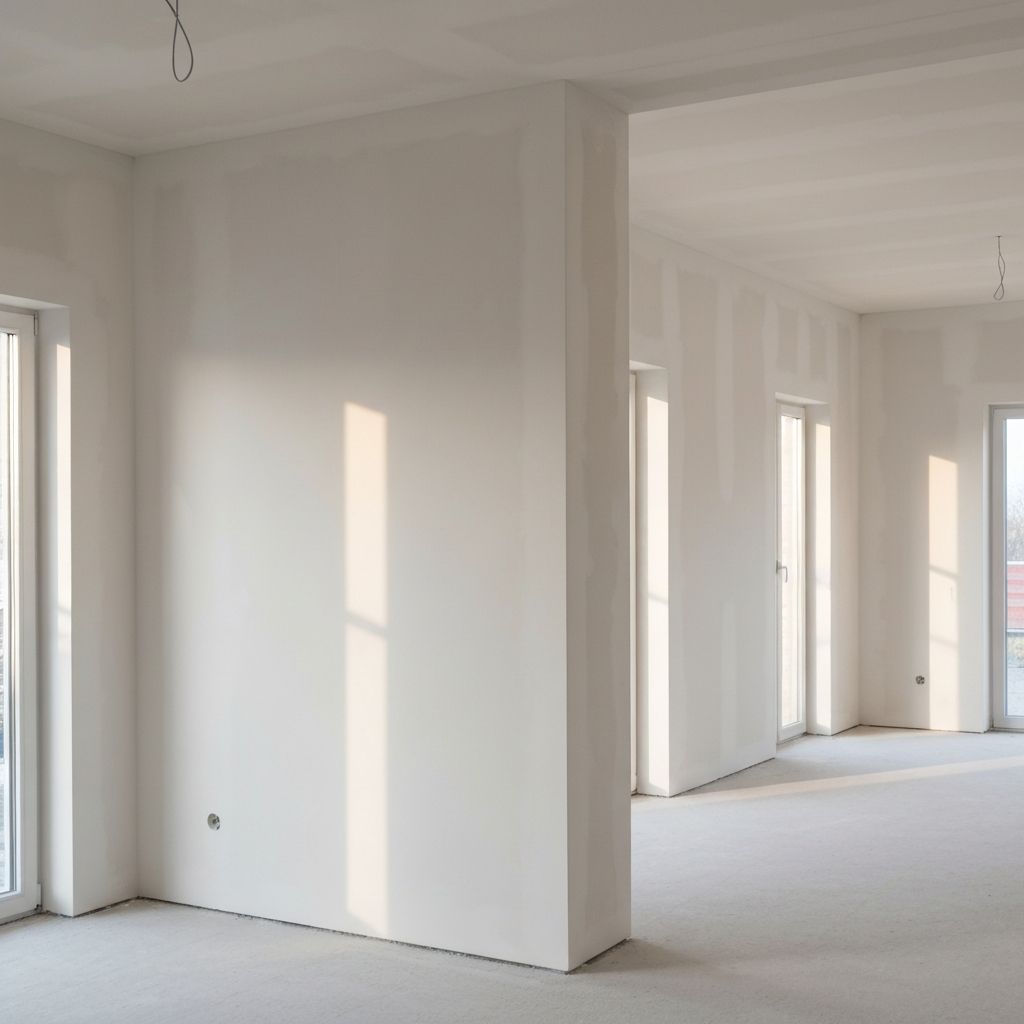 Freshly plastered interior walls